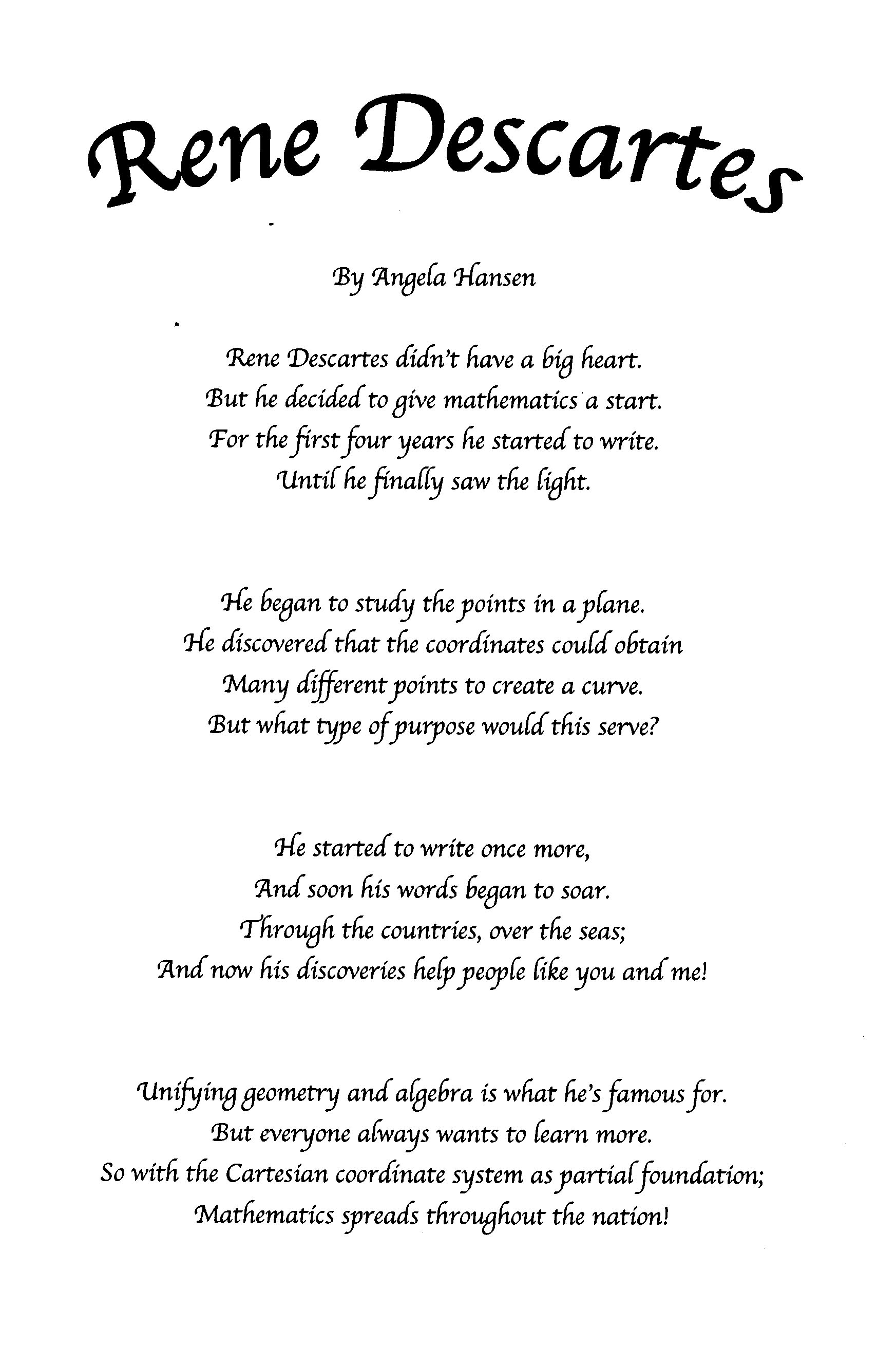 Rene Descartes Poem